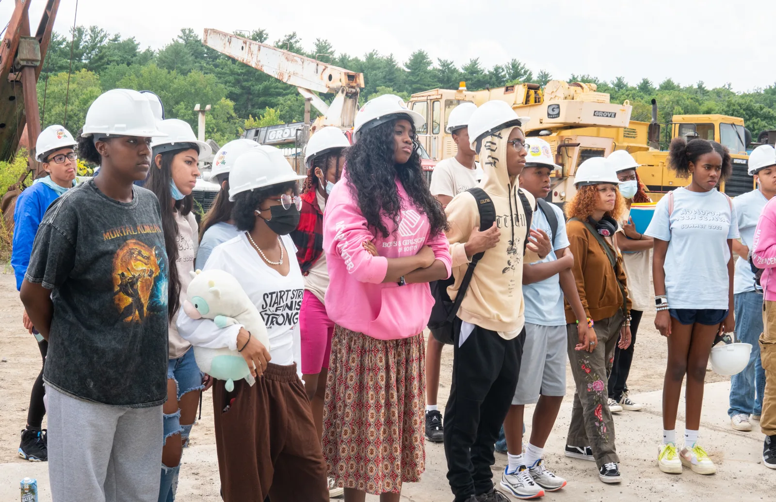 Participants working on a live construction site